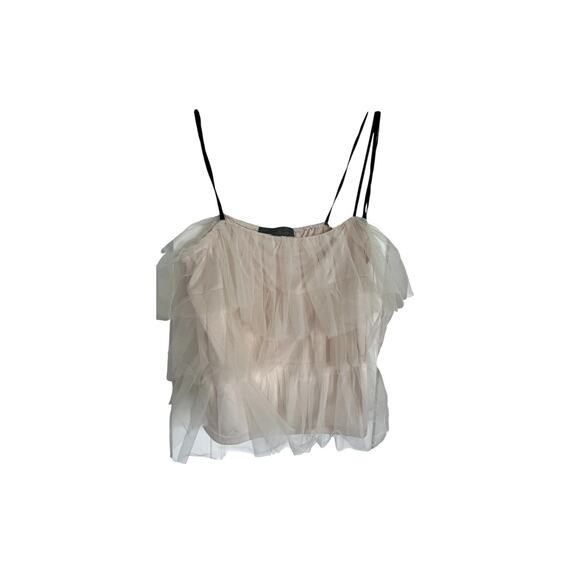 Anthropologie Sunday in Brooklyn XL Petite Cream Tiered Tulle Cami Vest Top Boho - Picture 8 of 13